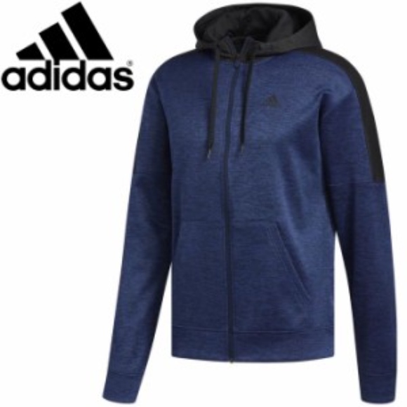 Adidas Men's Team Issue Fleece Logo Hoodie Dark Blue Size Small